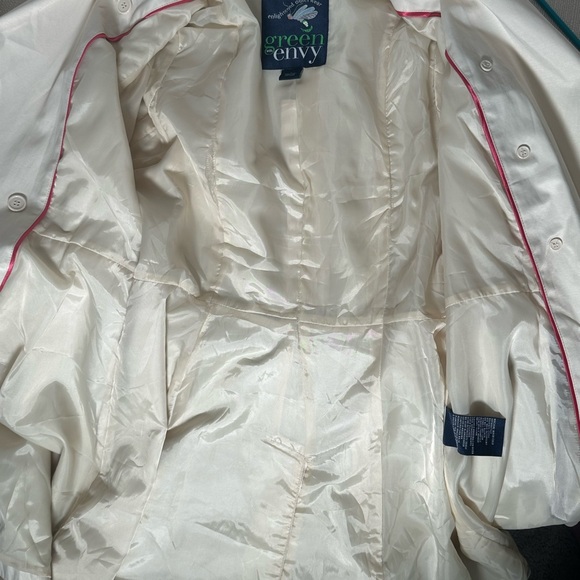 Green With Envy Stylish Cream and Burgundy Trench Coat with Reversible Belt - Picture 10 of 10